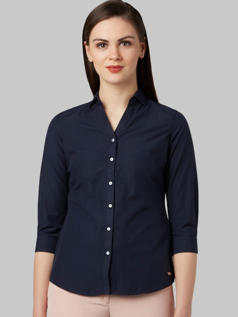 

Park Avenue Woman Blue Regular Fit Solid Casual Shirt