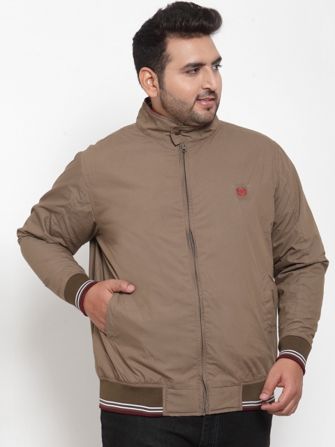 

plusS Men Khaki Brown Solid Bomber