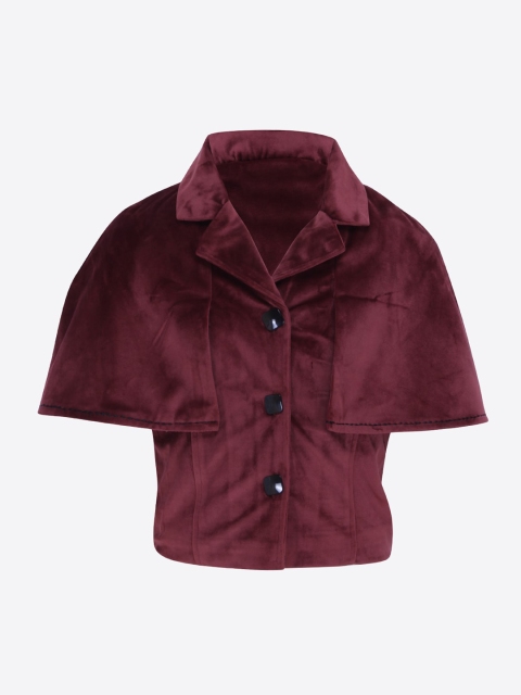 

CUTECUMBER Girls Maroon Solid Cape Top