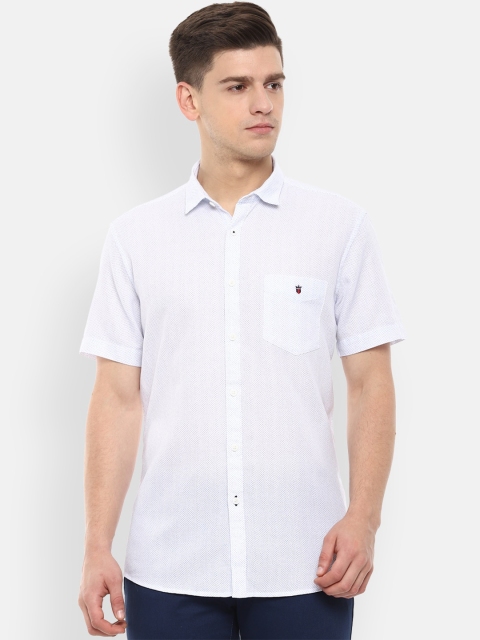 

Louis Philippe Sport Men White & Blue Slim Fit Self Design Casual Shirt