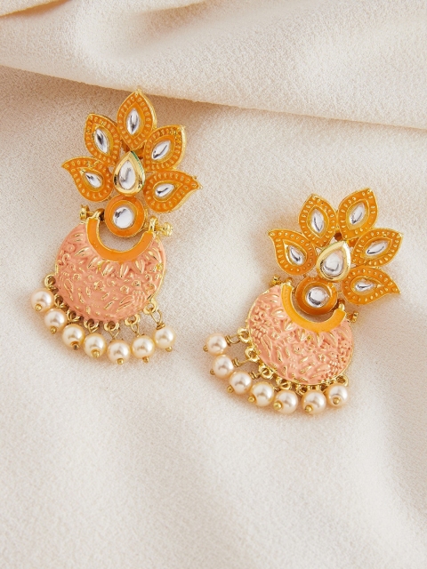 

GloBox By ZeroKaata Gold-Plated & Peach-Coloured Classic Chandbalis