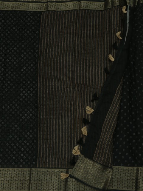 

Pothys Black & Gold-Toned Pure Cotton Woven Design Saree
