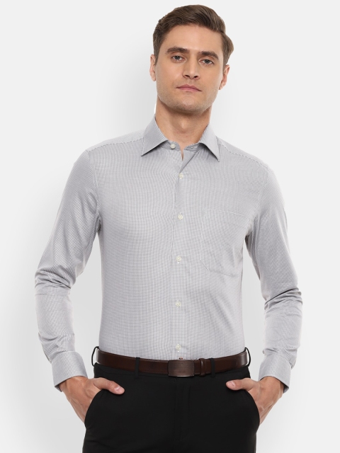 

Louis Philippe Men Grey & Black Regular Fit Self Design Formal Shirt