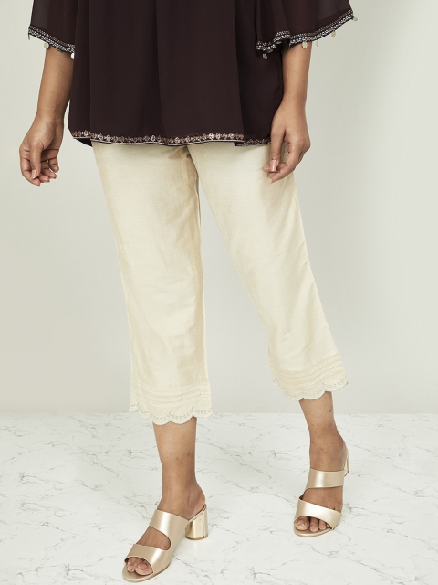 

Melange by Lifestyle Women Off-White Regular Fit Solid Regular Trousers