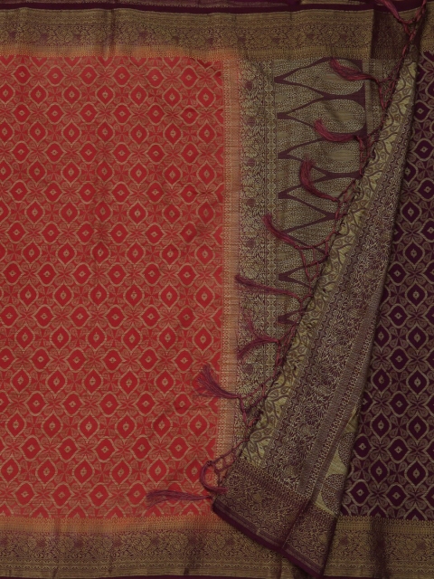 

Pothys Red Embroidered Jute Silk Saree