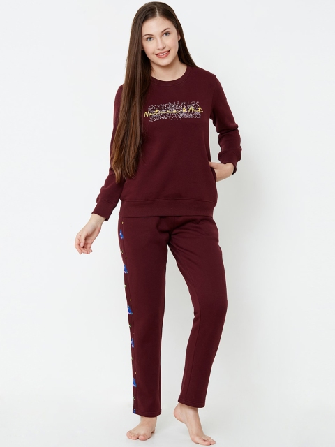 

Sweet Dreams Women Burgundy Printed Night suit