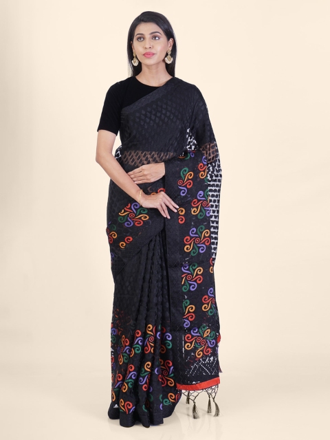 

Hastakala Black Woven Design Brasso Saree