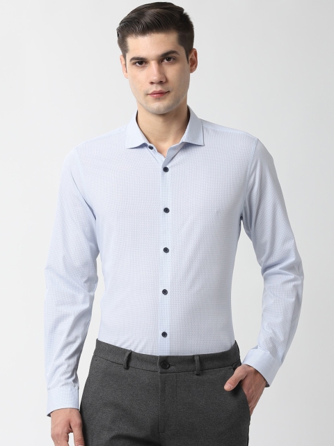

Peter England Men Blue Slim Fit Checked Formal Shirt