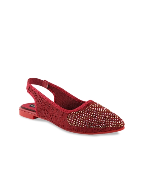 

Shoetopia Women Red Embellished Ballerinas