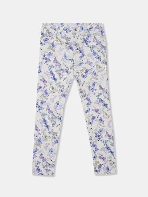 

The Childrens Place Girls Blue & White Regular Fit Printed Regular Trousers