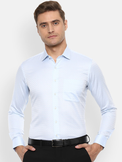 

Van Heusen Men Blue Slim Fit Self Design Formal Shirt