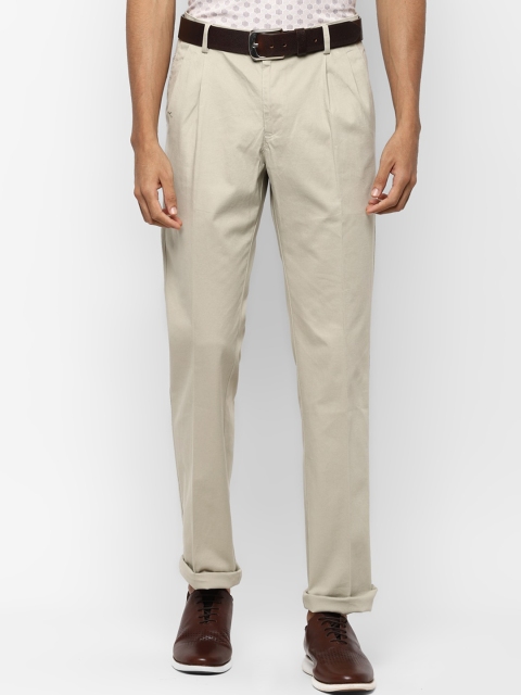 

Allen Solly Men Cream-Coloured Regular Fit Solid Regular Trousers