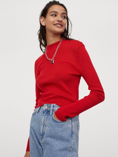 

H&M Women Red Open Backed Top
