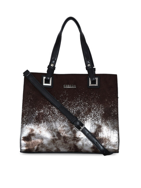 

ESBEDA Coffee Brown & Silver-Toned Printed Shoulder Bag