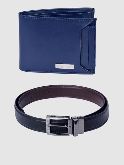 

Krosshorn Men Blue & Black Solid RFID Protected Genuine Leather Accessory Gift Set