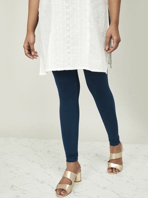 

Melange by Lifestyle Women Teal Blue Solid Churidhar Length Leggings