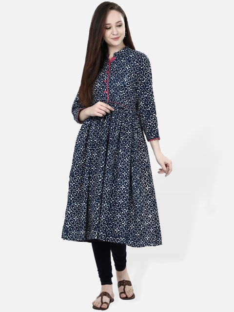 

Molcha Women Blue & White Printed Anarkali Kurta