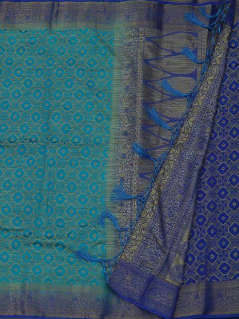 

Pothys Blue Solid Jute Silk Saree