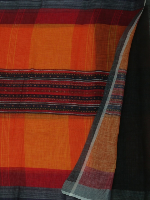 

Pothys Orange Striped Linen Blend Saree