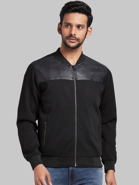 

Parx Men Black Colourblocked Open Front Jacket
