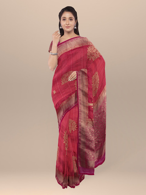 

KLM Fashion Mall Red Printed Silk Blend Saree