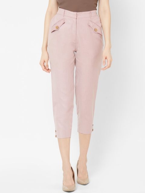 

MISH Women Pink Comfort Straight Fit Solid Regular Trousers