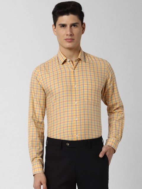 

Peter England Men Yellow Slim Fit Checked Formal Shirt