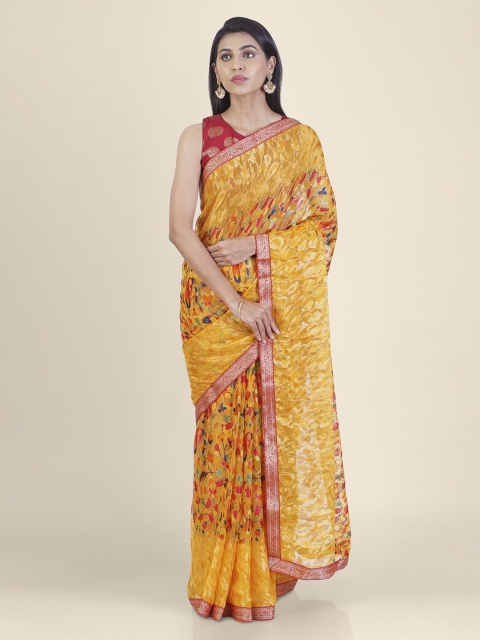 

Hastakala Yellow & Orange Brasso Printed Saree