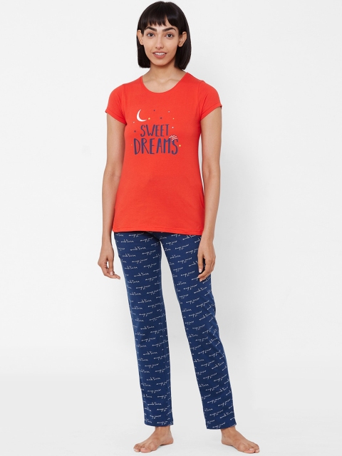 

Sweet Dreams Women Red & Blue Printed Night suit