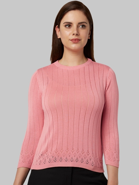 

Park Avenue Woman Pink Self Design Pullover Sweater