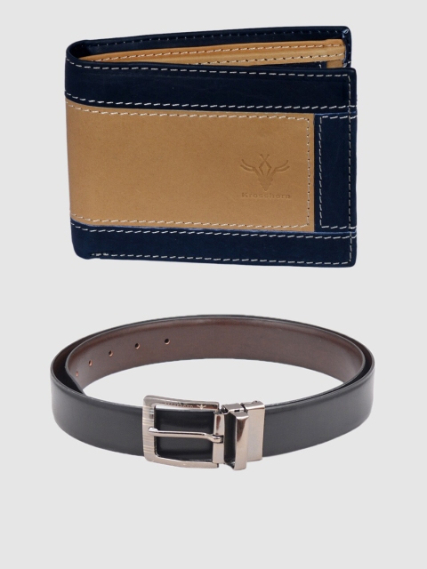 

Krosshorn Men Belt & Wallet Gift Combo, Tan