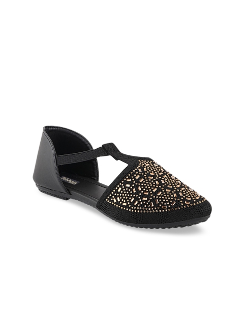 

Shoetopia Women Black Embellished Ballerinas