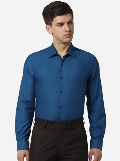 

Peter England Elite Men Blue Slim Fit Self Design Formal Shirt