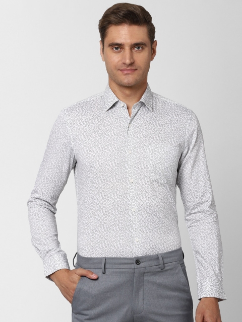 

Peter England Elite Men White & Grey Slim Fit Printed Formal Shirt
