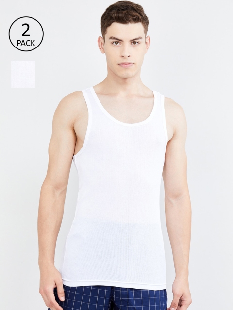 

max Men White Men Pack Of 2 White Solid Innerwear Vests NOSBR04WHITE