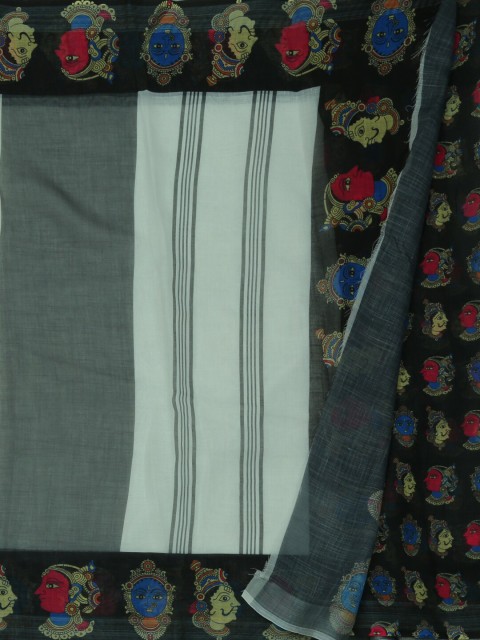 

Pothys White & Black Linen Blend Woven Design Saree