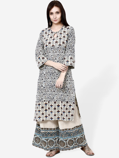 

Molcha Women Off-White Printed Straight Kurta