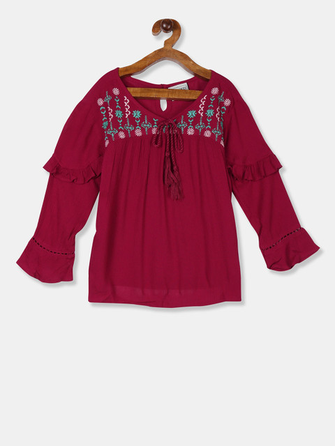 

Cherokee Girls Maroon Solid Top