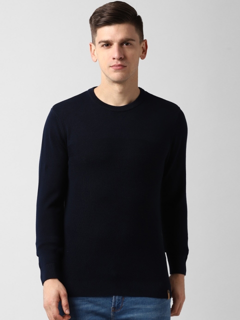 

Peter England Casuals Men Navy Blue Ribbed Pullover Sweater