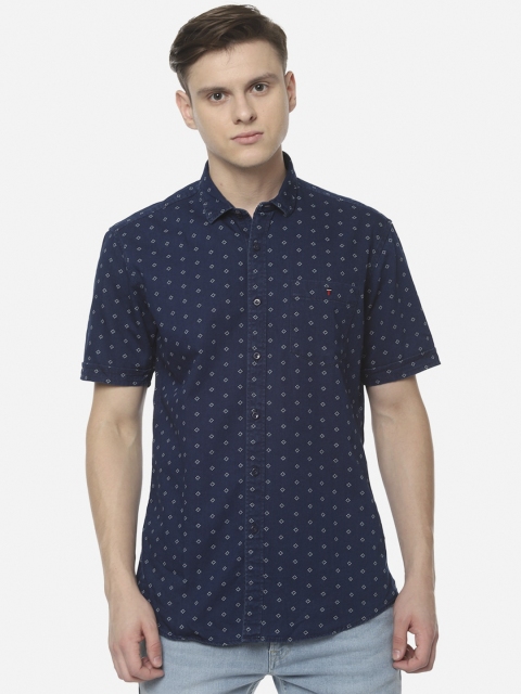 

Louis Philippe Jeans Men Navy Blue Slim Fit Printed Casual Shirt