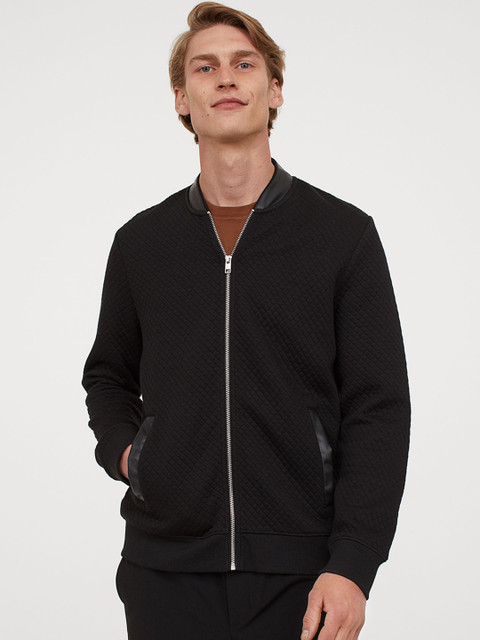 

H&M Women Black Solid Quilted Jersey Jacket