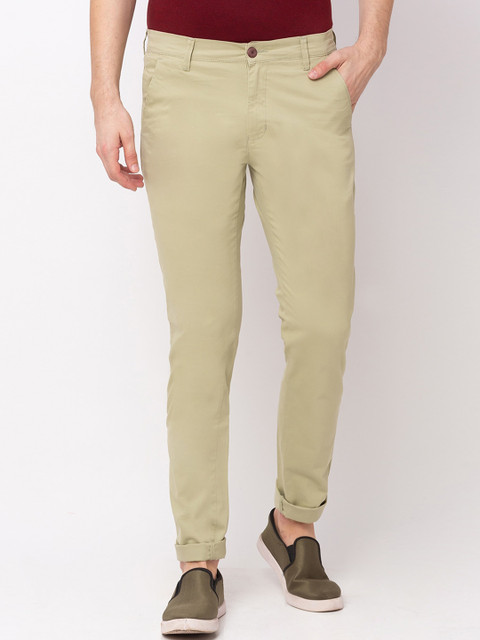 

Globus Men Beige Slim Fit Solid Chinos