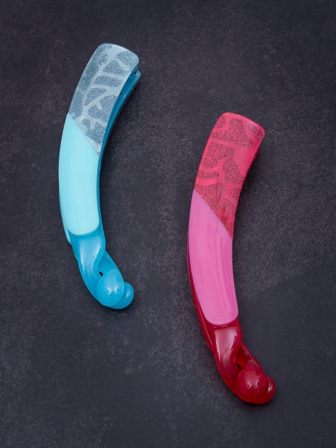 

Golden Set of 2 Peacock Pink Banana Clip
