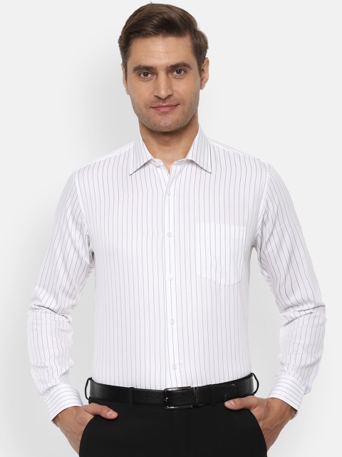 

Van Heusen Men White & Brown Slim Fit Striped Formal Shirt