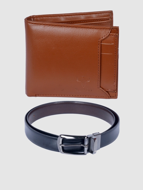 

Krosshorn Men Tan & Black Leather Accessory Gift Set