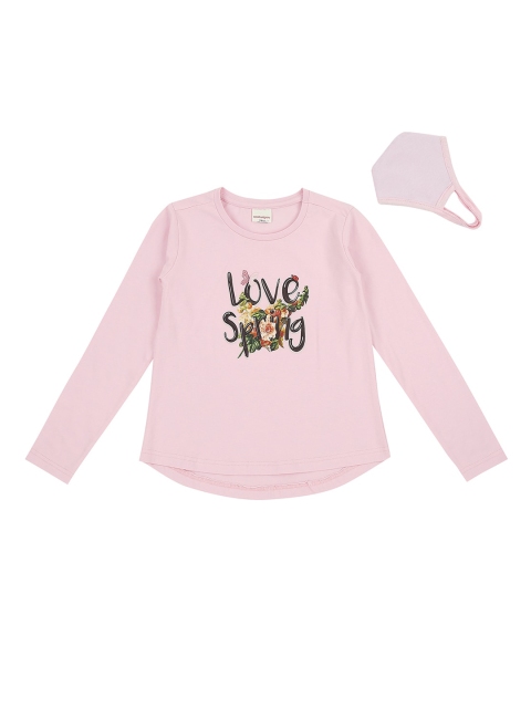 

RAINE AND JAINE Girls Pink Printed Round Neck T-shirt