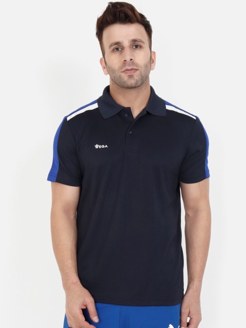 

VEGA Men Blue Solid Polo Collar T-shirt