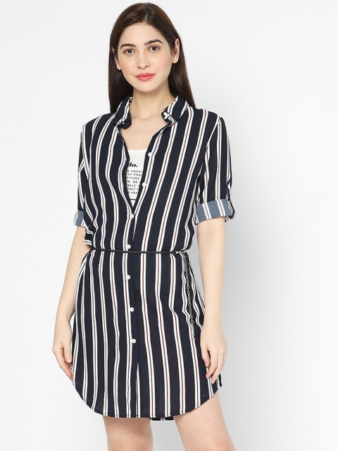 

Deal Jeans Women Navy Blue Striped Shirt Dress
