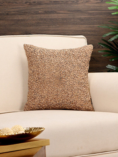 

Pure Home and Living Gold-Coloured Single Self Design Cushion Cover