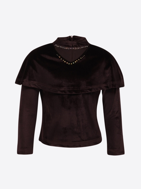 

CUTECUMBER Girls Coffee Brown Solid Top
